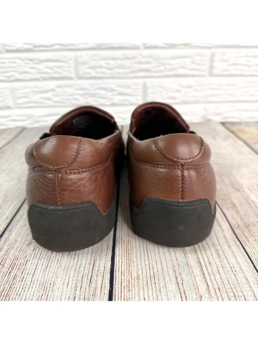 Neil M Mens Rome Loafers Walnut Brown Tumbled Leather Slip On Shoes Size 11D